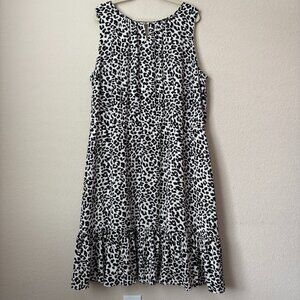 Talbots 18W Leopard Print Sleeveless Flounced Hem Midi Dress
